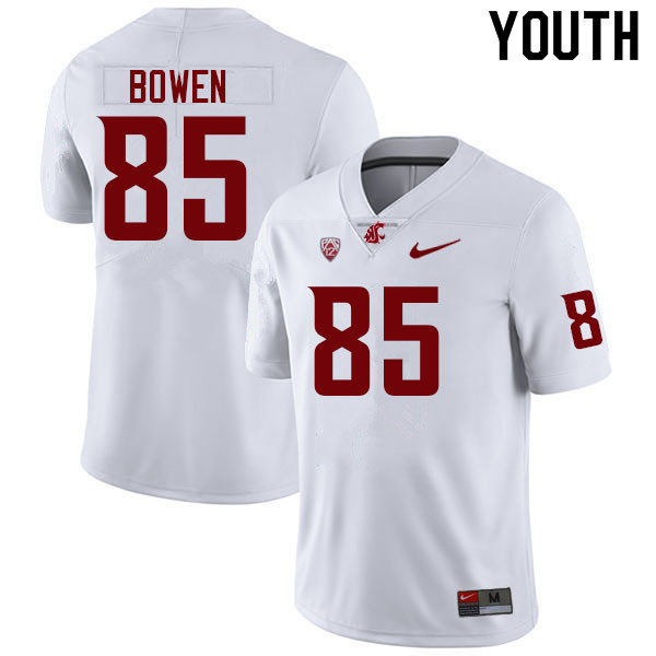 Youth #85 Jake Bowen Washington State Cougars College Football Jerseys Sale-White - Click Image to Close